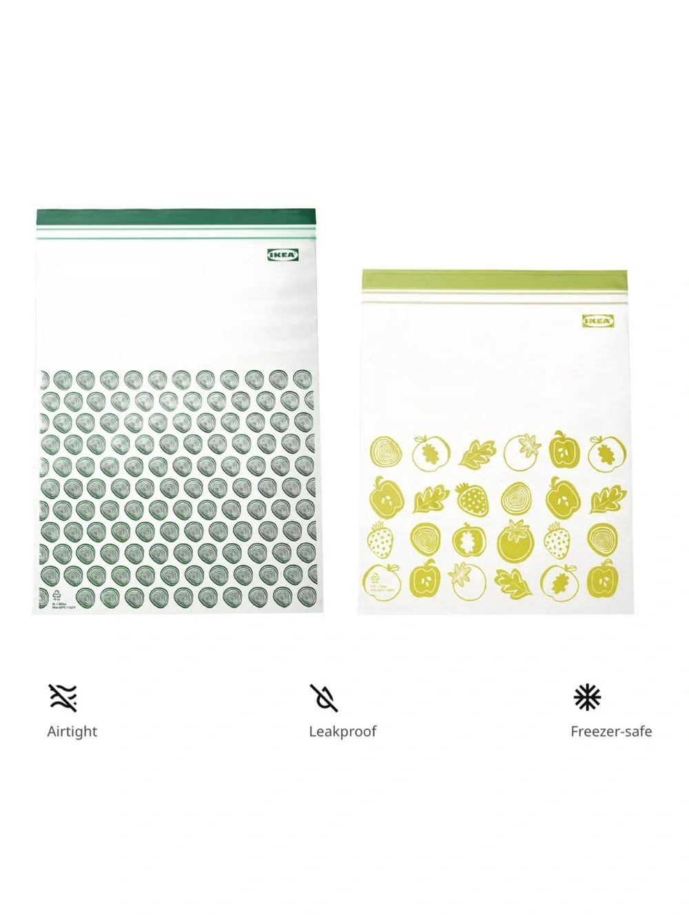 ISTAD Resealable Patterned Storage Bags — Green and Yellow Accents